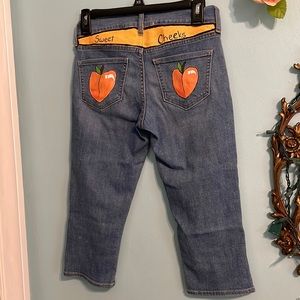 Hand painted capri jeans size 0